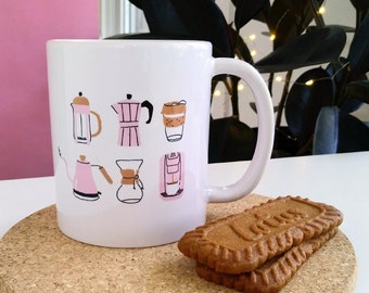 Coffee Lover Mug /// PINK /// Coffee Lover Gift / But first coffee mug / cute coffee mug / caffeine lover mug / coffee gift / kawaii mug