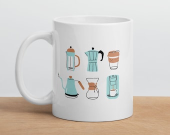 Coffee Lover Mug ///  BLUE /// Coffee Lover Gift / But first coffee mug / cute coffee mug / caffeine lover mug / coffee gift / kawaii mug