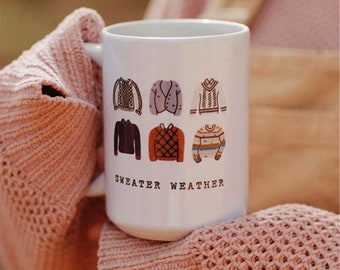 Sweater Weather mug / Knives Out inspired Autumn coffee mug /// cute mug / cozy mug / fall mug