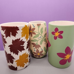 Handpainted ceramic makeup brush holders