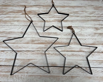 Hanging Black Metal Star in 3 sizes. Small, Medium and Large.