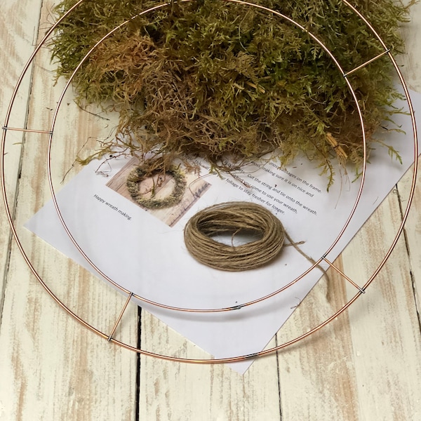 DIY Wreath Making Kit: Wire Frame, Moss & Jute