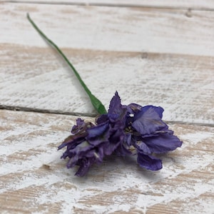 Dried Flower Hair Pins/Wires in shades of Blue, Purple and Lilac. Blue Larkspur