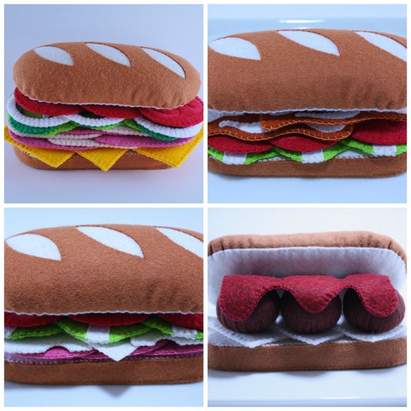 Mouthwatering Sub Sandwich Felt Food Pattern - DIY Felt Play Food