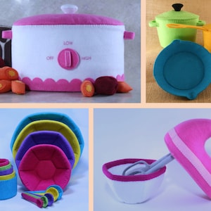 Kitchen Essentials Felt Food Pattern Bundle - Cookware -  4 Sets Included - DIY Felt Food - DIY Felt Toys