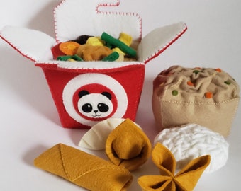 Chinese Takeout Felt Food Pattern, Felt Food Pattern, Chinese Food Pattern, Felt Food for Interactive Play