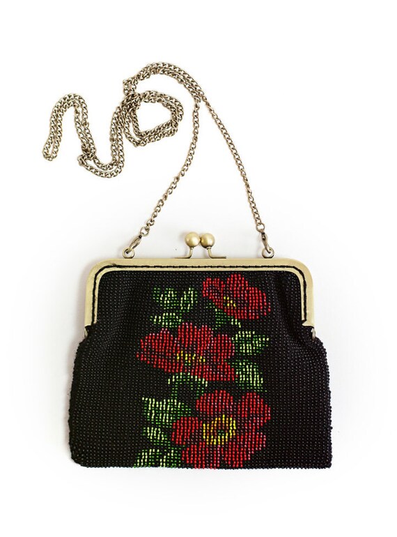Beaded small evening knit purs for women in vintage style Etsy