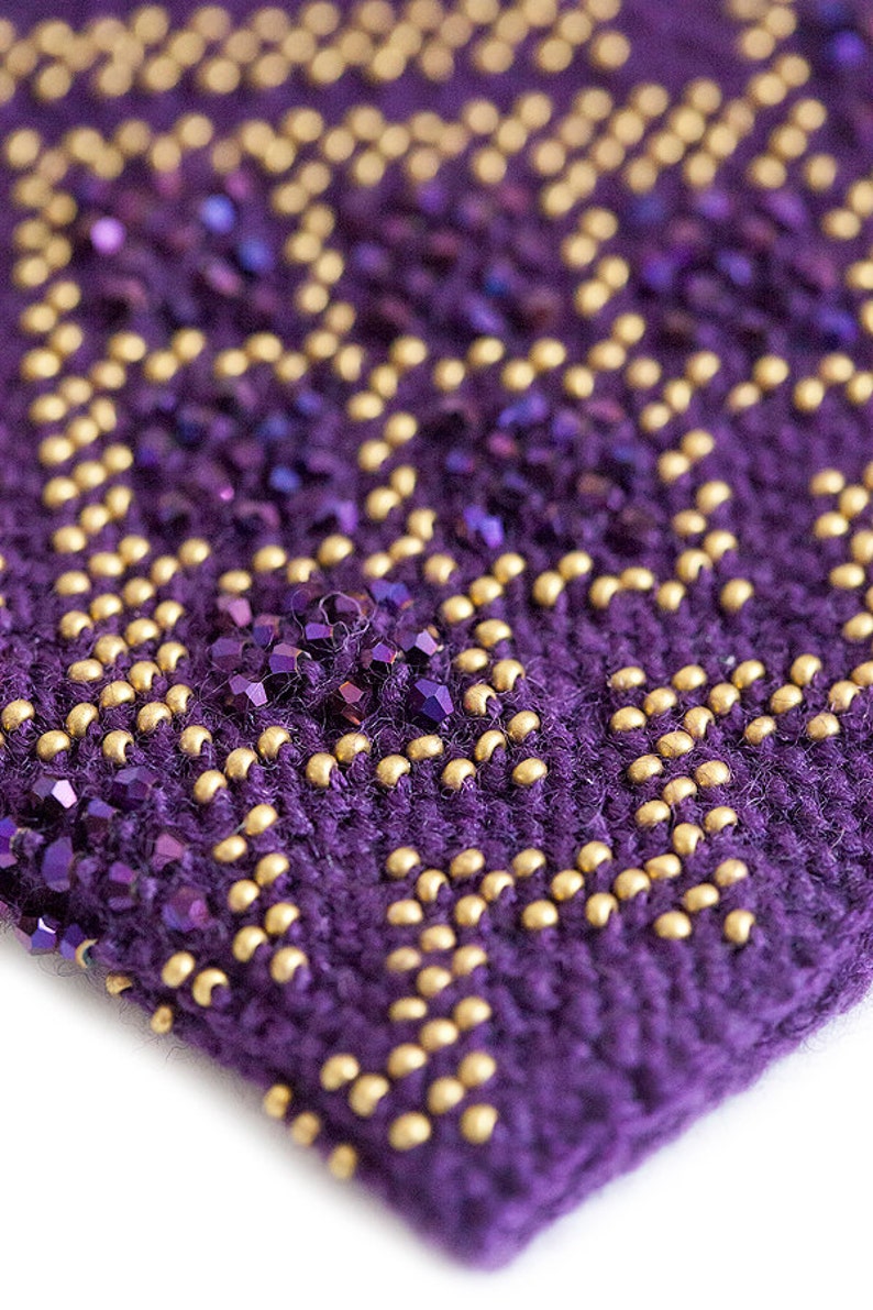 Purple color beaded Wrist Warmers / Arm Warmers / Hand Warmers image 2