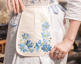 Bolso bordado do século XVIII com flores. Bolso feminino georgiano.