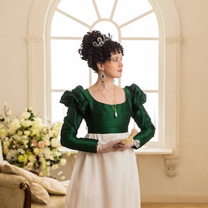 Regency Green Spencer. Empire  green redingot.