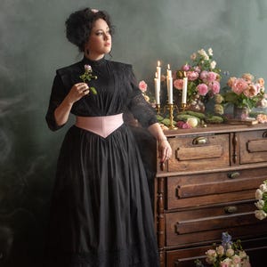 Black Edwardian Lace Gothic Tea Dress