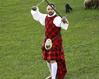 Jamie Fraser Inspired Kilt Outfit: 18th Century Scottish Tartan Costume