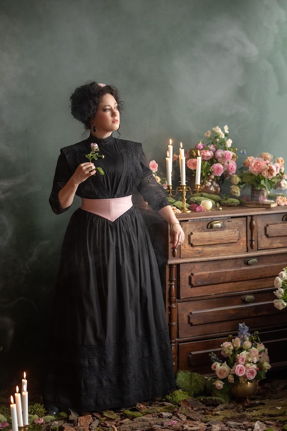 edwardian black dress Vanessa Ives dress 10 size Midi lenght / Fast sewing option 1-3 days and Fast delivery 3-9 days main image 1