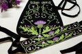 Embroidered set: Scottish Thistle Garters & Pocket -bag. Outlander Outfit
