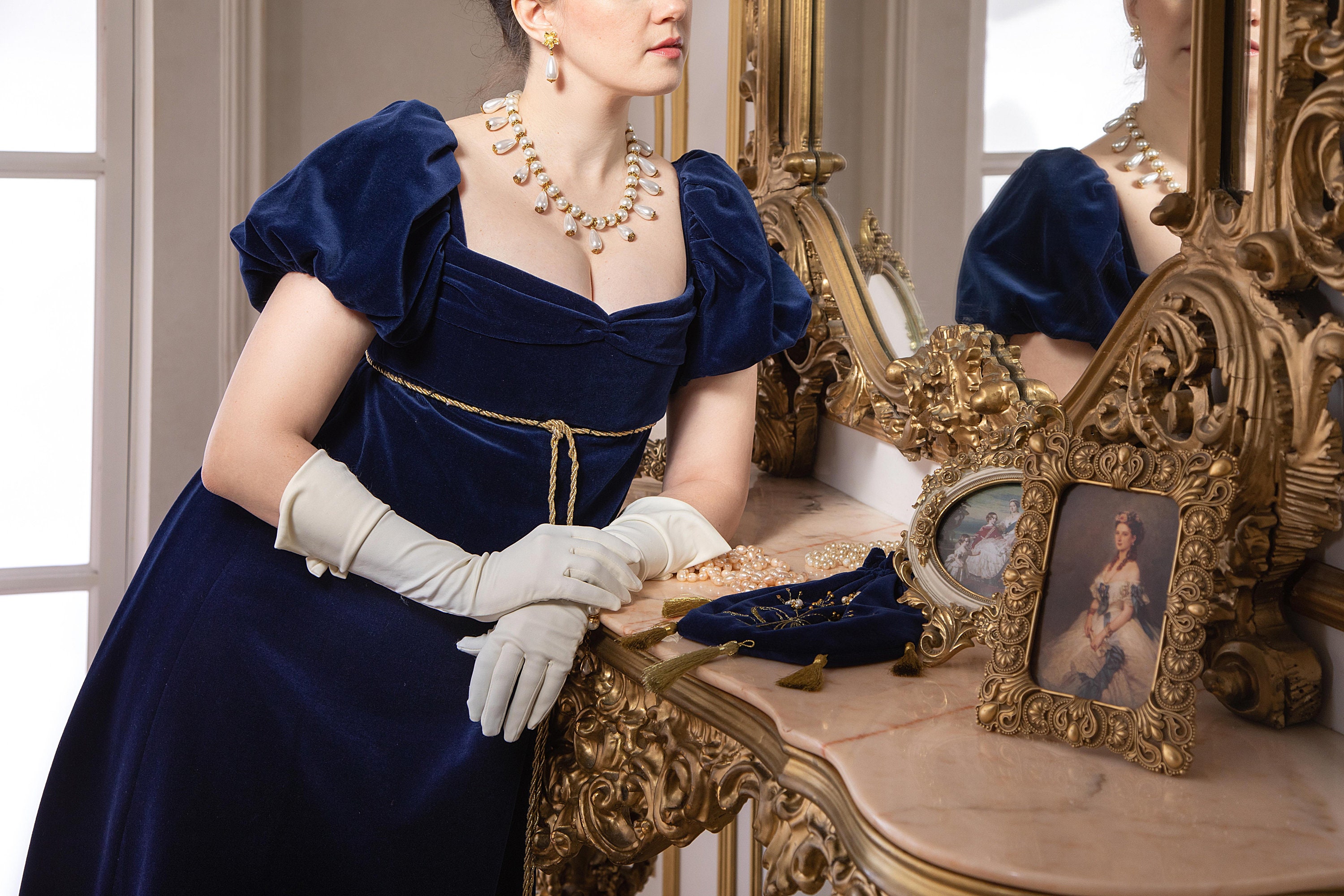 Regency Royal Blue Velvet Dress. Regency Ball Gown. - Etsy