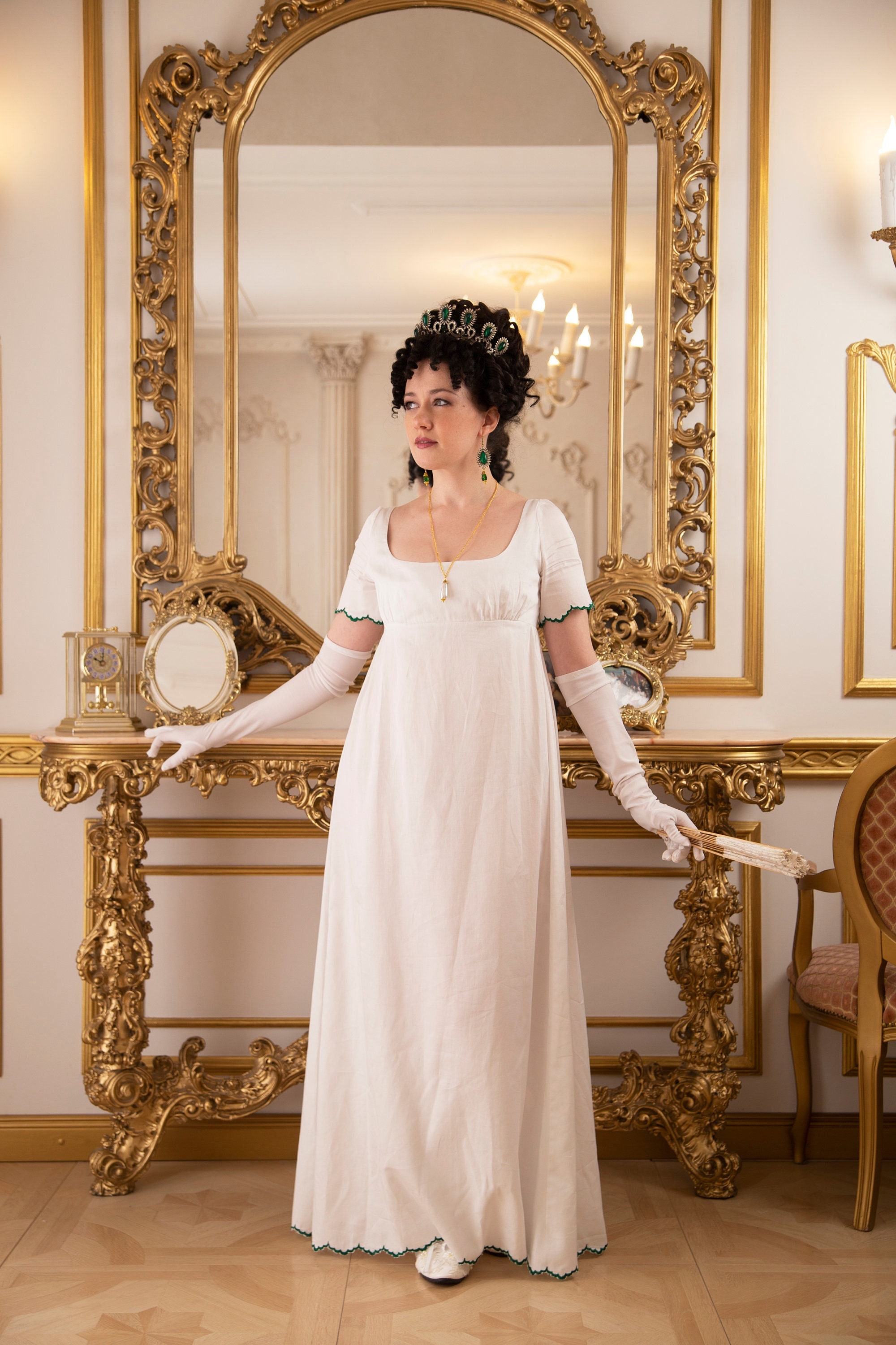 White Regency Gown Regency Dress of Jane Austen Etsy