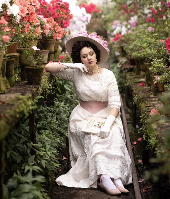 Edwardian Milky Linen Lace Tea Dress of 1900s, Walking White Dress - Etsy Canada Edwardian Milky Linen Lace Tea Dress of 1900s, Walking White Dress - Etsy Canada