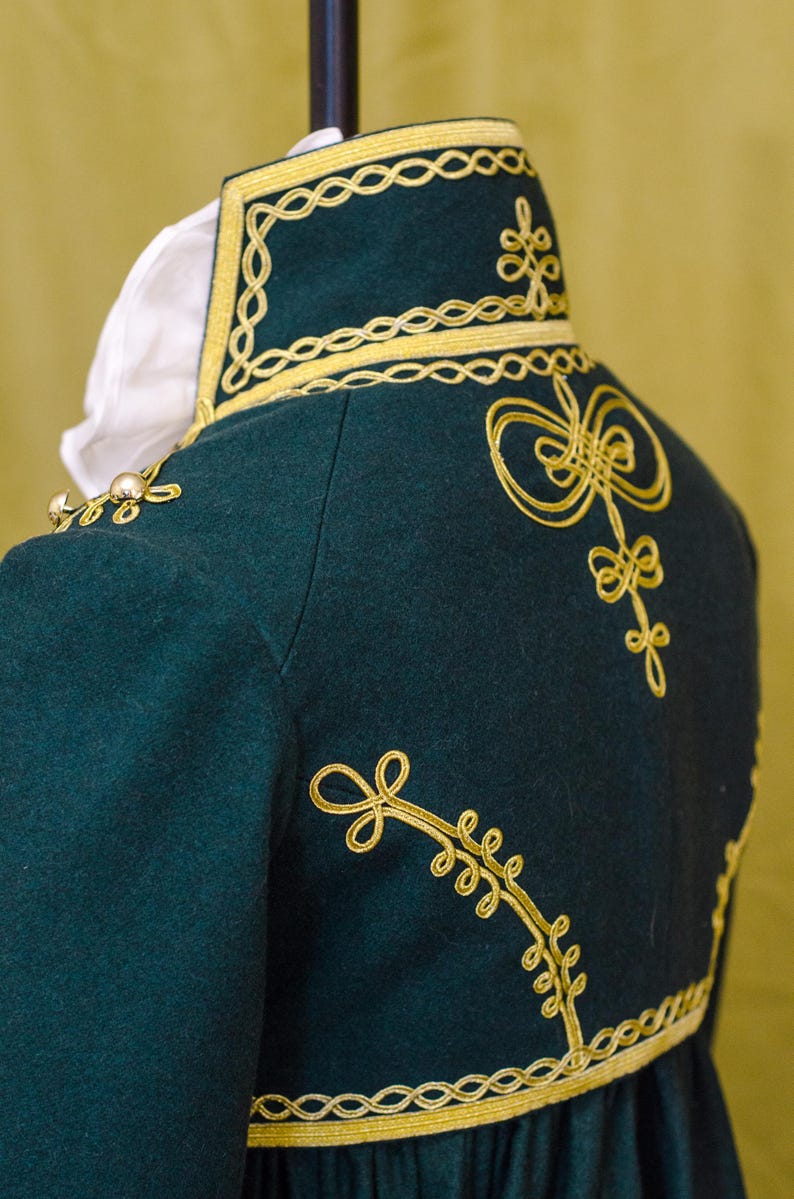 Regency Riding Habit: Embroidered Green Wool Spencer, Historical Skirt ...