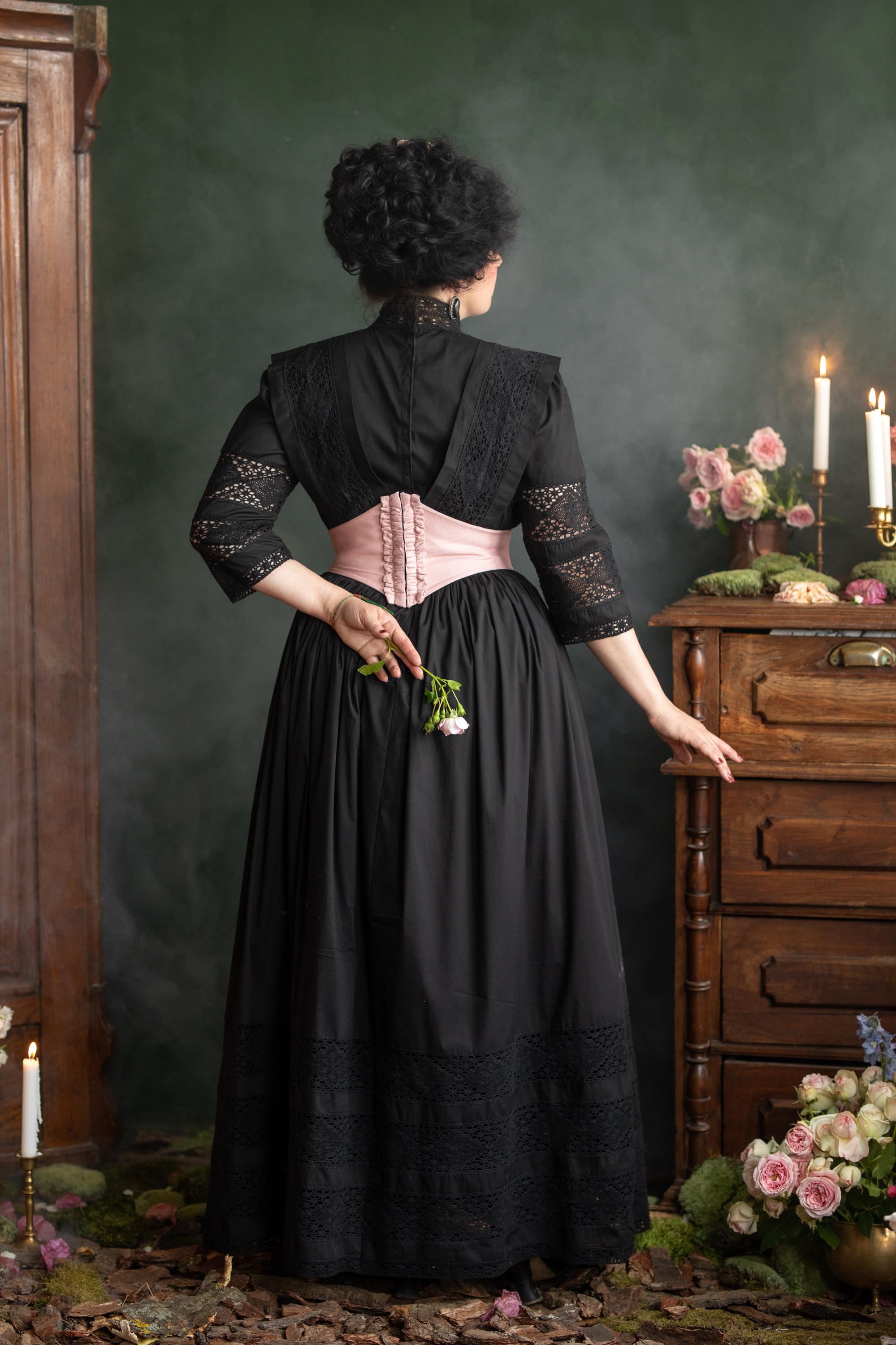 Black Edwardian Lace Gothic Tea Dress Black Edwardian Lace Gothic Tea Dress