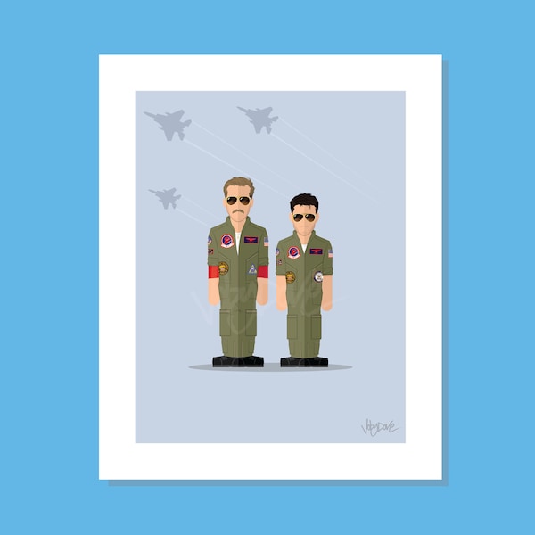 Top Gun - 8x10" Minimalist Film Movie Artwork TV Television Print Poster Character Portrait