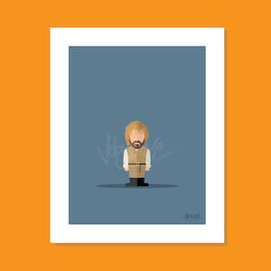 Puede incluir: Una ilustración digital de un personaje de dibujos animados con barba y pelo largo, que lleva un chaleco y pantalones marrones. El fondo es de color azul sólido. La imagen se titula "Hype".