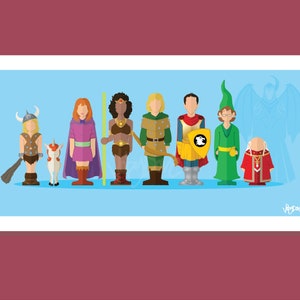 Dungeons and Dragons - 420x210mm Minimalista 80s Dibujos animados TV Televisión Película Película Arte Impresión Póster Personaje Retrato