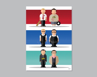 Cornetto Trilogy - A3 420x297mm Minimalist TV Television Movie Film Artwork Print Poster Character Portrait