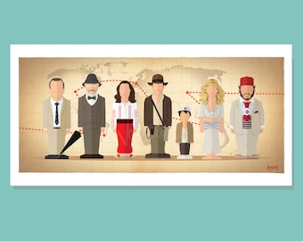 Indiana Jones - 420x210mm Minimalist 80s TV Television Movie Film Artwork Print Poster Character Portrait