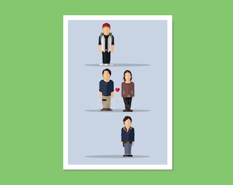 Maggie & Glenn (Glaggie) - A3 420x297mm Minimalistisch The Walking Dead TWD TV Televisie Film Film Artwork Print Poster Karakter Portret