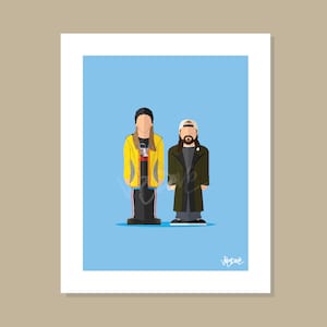 Jay & Silent Bob - 8x10" Minimalist Film Movie TV Television Artwork Print Poster Character Portrait