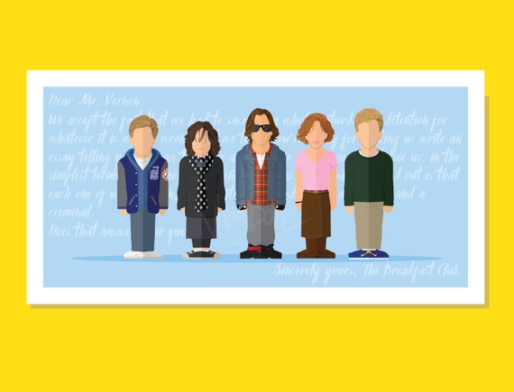 Breakfast Club 4x210mm Minimalist 80s Tv Television Movie Etsy Ireland