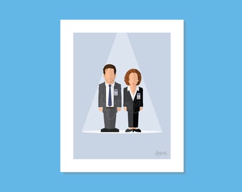 Mulder & Scully - 8x10" X Files TV Television Movie Film Artwork Print Poster Character Portrait