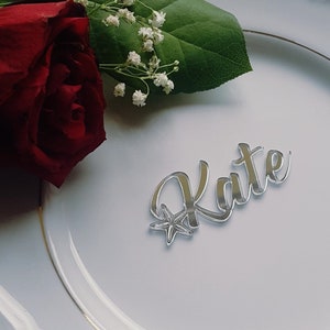 Laser Cut Starfish Place Cards: Beach Wedding Seating Tags