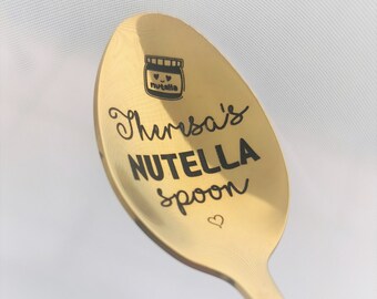 Engraved Nutella Spoon: Personalized Gold Stainless Steel Gift