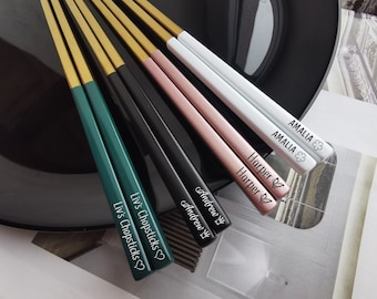 customized gift paper Personalized Colorful Chopsticks Set, Custom Gift for Sushi Lovers, Engraved Stainless Steel Cutlery Kit GIFT WRAPPED Mr Mrs Keepsake