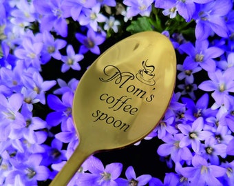 Engraved spoon for mom dad girlfriend sister, personalized gold cutlery for his her, cute tea coffee ceremony gift idea with custom name