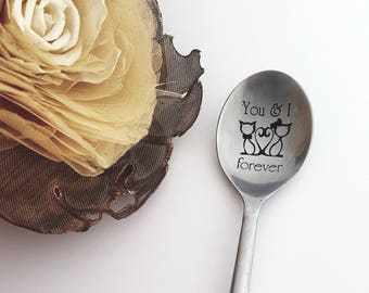Engraved spoon, personalized flatware, custom spoon, best seller item,   Long distance relationship gift, You and I Forever
