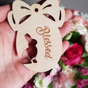 Décoration suspendue en bois pour sapin de Pâques, étiquettes-cadeaux personnalisées pour panier, cartes de visite de table de Pâques découpées au laser, ornement de lapin de printemps