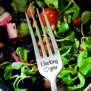 I forking love You gift for boyfriend girlfriend, Anniversary Valentines birthday present for her him, engraved best wife husband ever fork