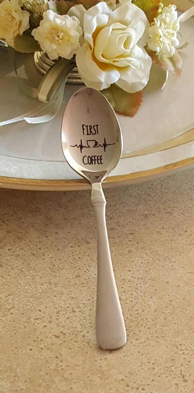 ‘But First Coffee’ Stainless Steel Espresso Spoon – Engraved Novelty Spoon With Gift Box, Dishwasher Safe - View #5