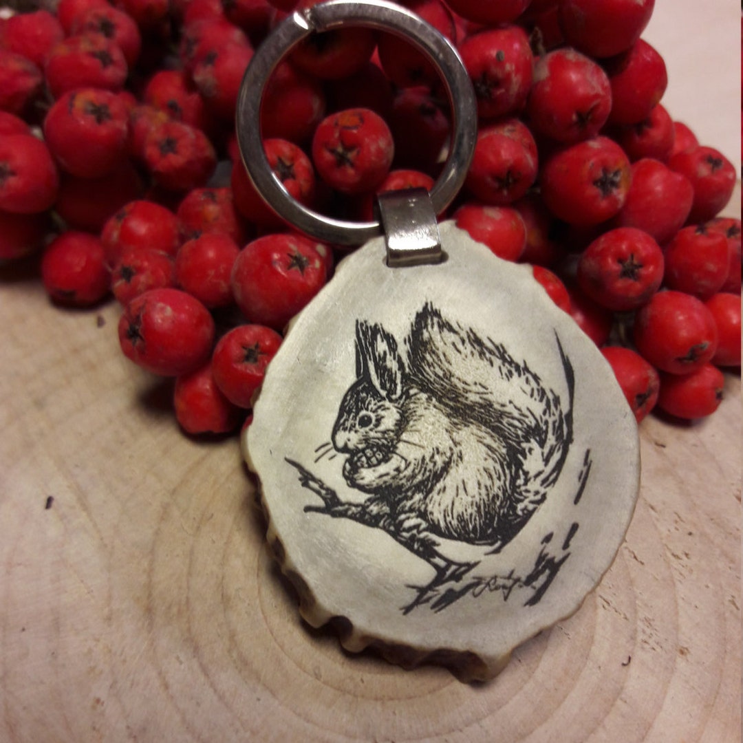 Custom Engraved Keychain, Personalized Squirrel Keyring Gift, Animal
