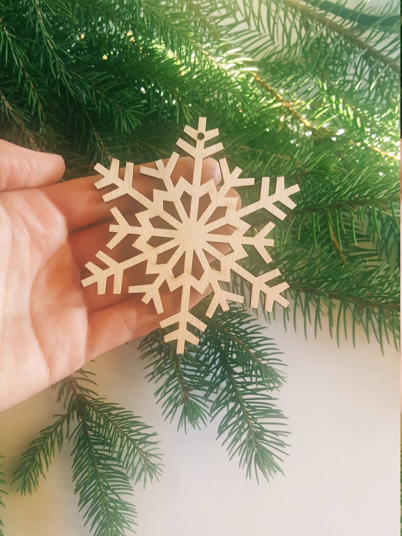 Christmas bauble, personalized name snowflake, wood Christmas tree ornament gift, laser cut winter rustic decoration, custom name tag image 10