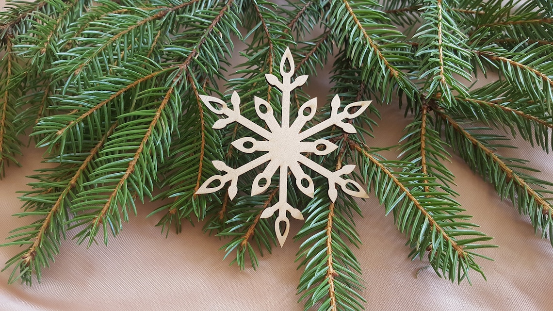 White Wood Snowflake Cut-Out Ornament (Set of 12) main image 0
