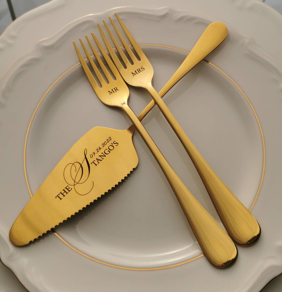 Wedding Forks Cake Knife and Server Set Personalized Gift for Etsy