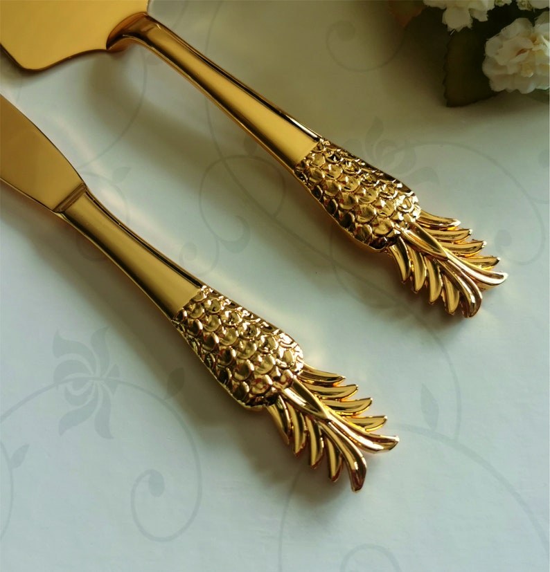 Personalized Wedding Cake Cutter Set: Gold Engraved Spatula and Cake Cutting Knife, Gift for Sister Brother 画像 9