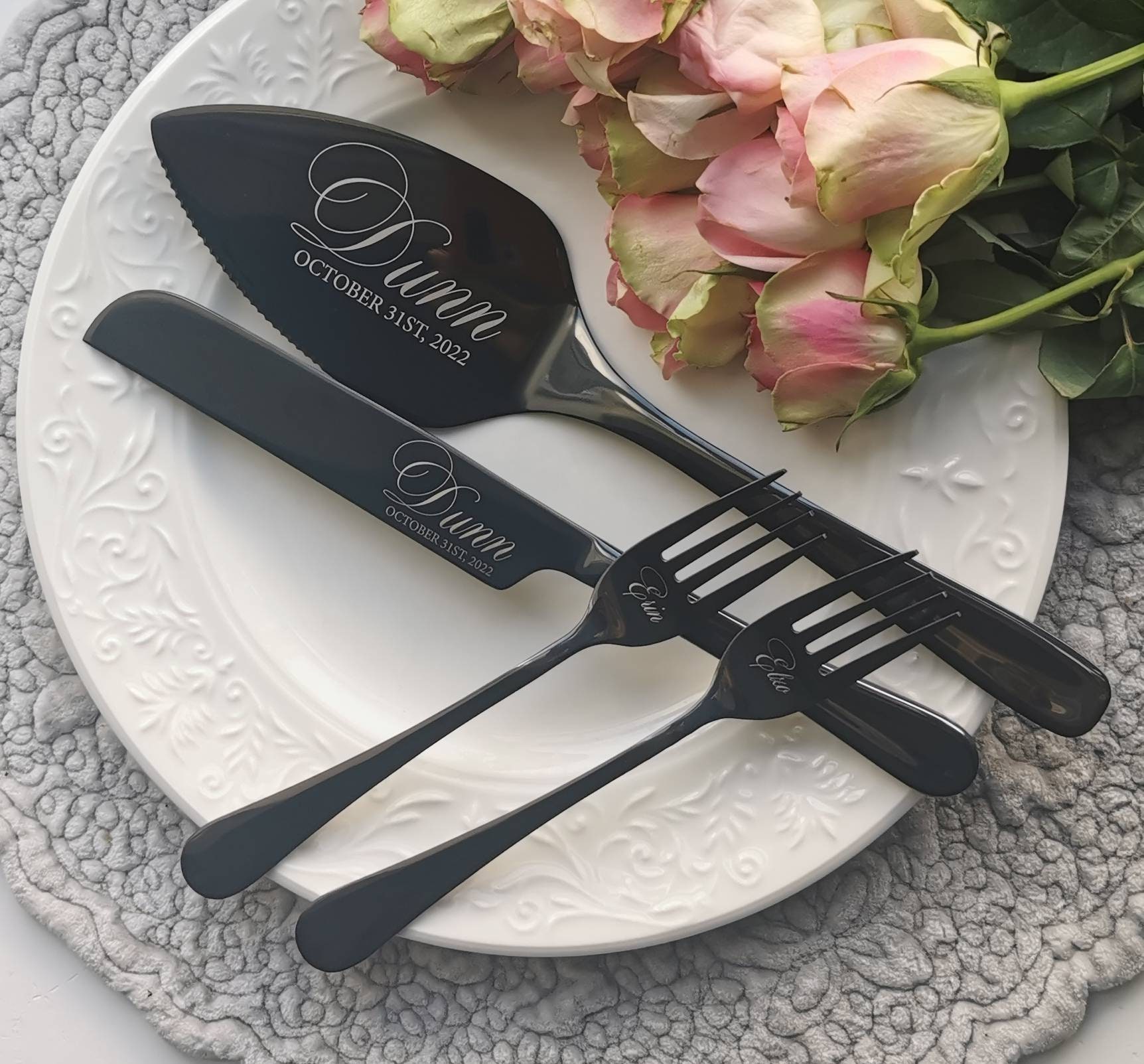 Wedding cake servers set Black and white wedding Wedding cake servers