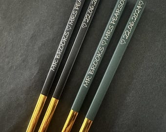 Custom Engraved Metal Chopsticks Gift: Personalized Asia Food  Noodles Ramen Cutlery for Kids, Parents, Friends, Sushi Bar Restaurant Stuff
