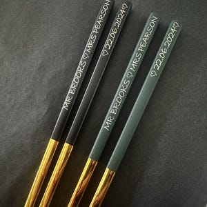 Personalized Colorful Chopsticks Set, Custom Engraved Gift for Sushi Lovers, Metal GIFT WRAPPED Cutlery Kit for Husband, Wife or Friends image 10