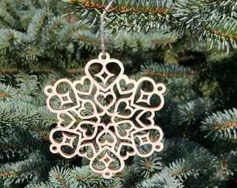 25 Wooden Tree Decorations Wood Snowflake Christmas Decor Wood Laser Cut Snowflake Christmas Wood Ornaments Christmas Decor Wooden Tree Toys