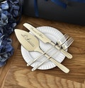 Personalized Wedding Cake Set Custom Engraved Silver Pie Pastry Cutting Kit Anniversary Housewarming Keepsake for Couple Forks, Knife Sliver product logo